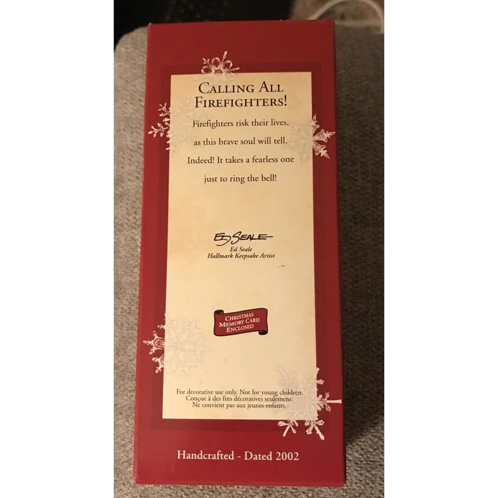 Hallmark Keepsake Calling All Firefighters Ornament 2002 Christmas Ornament Box
